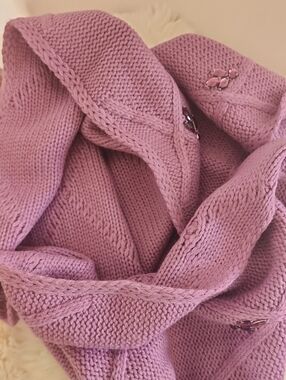 New York & Company Lilac Knit Sweater with Label Detail